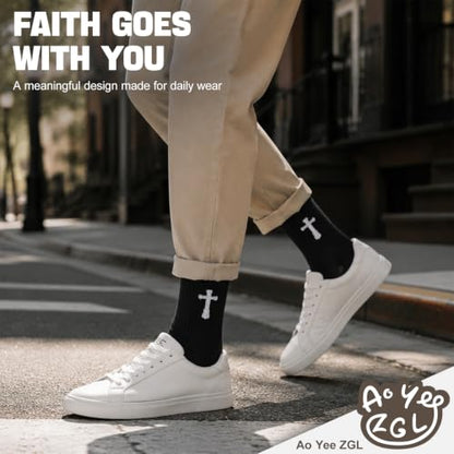 3 Pairs Unisex Cross Socks,Gifts for Christian: Easter Christmas - color: 2 Timothy 1:7 - Black
