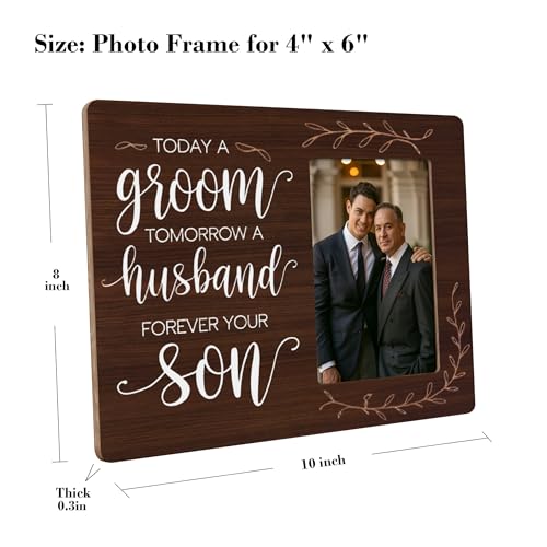 Groom Engagement Gifts Picture Frame, Father Mother of the Groom Gift, Today A Groom Tomorrow A Husband Forever Your Son Frames Fits 4x6 Photo - color: Gray