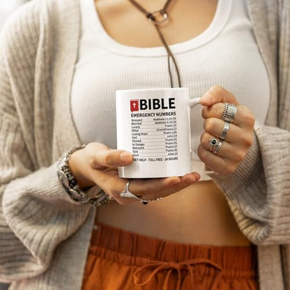 Panvola Bible Emergency Numbers Christian Mugs For Women Mug 11oz White
