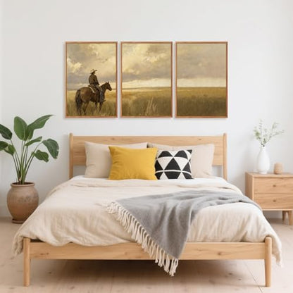 Aurlan 3 Pcs Western Cowboy Framed Wall Art 16x24 Inch - color: Western Cowboy, size: 16"x24"