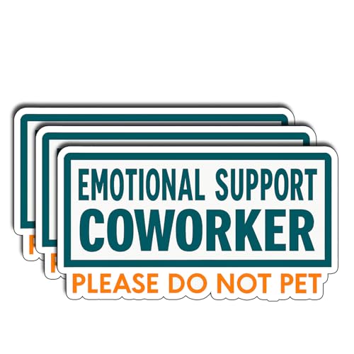 (3Pcs) Emotional Support Coworker Please Do Not Pet Stickers Funny Office Humor Quote Coworker Gifts Waterproof Vinyl Decals for Laptop Water Bottle Car Size 1.8" x 3" - color: Emotional Support Coworker Please Do Not Pet