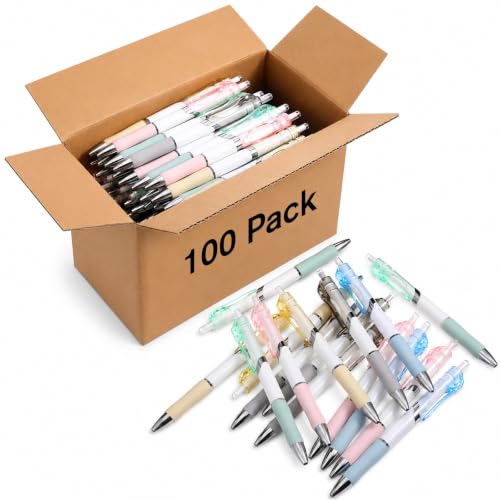 100 Pack Bulk Retractable Black Gel Ink Pens