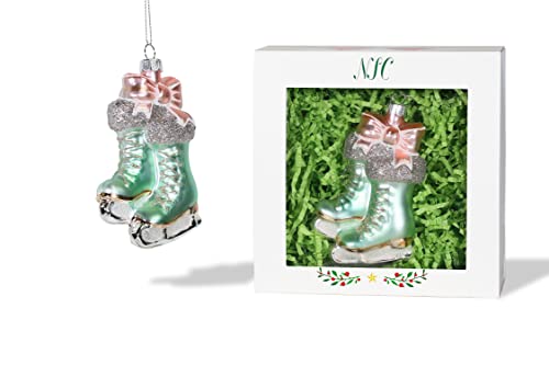 | Blue Ice Skates Glass Ornament | Baby Collection - color: Blue