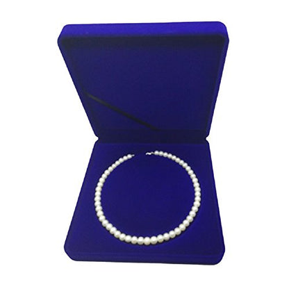 Jewelry Set Velvet Box Necklace Earring Ring Necklace Bracelet Gift Display Case Wedding Jewelry Storage Holder (Royal Blue for Pearl Necklace) - color: Royal Blue for Pearl Necklace