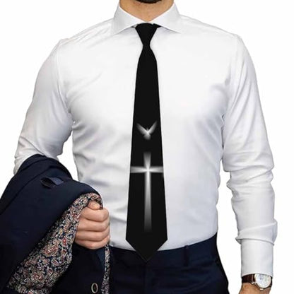 funny Ties for Men Business Novelty Men's Neckties for Festival Holiday Party Valentine's Day Wedding Christmas - color: White Cross Black