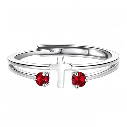 S925 Sterling Silver Cross Rings Birthstone Rings Christian Jewelry for Women Daughter, Easter Gifts, Confirmation and Baptism Gifts - color: 1-Jan