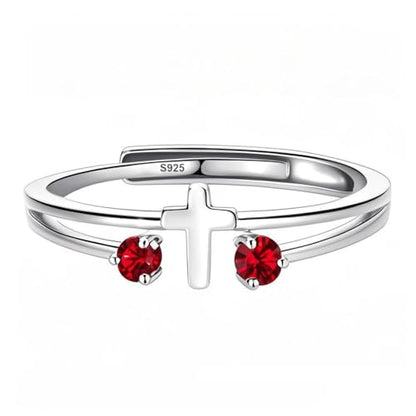 S925 Sterling Silver Cross Rings Birthstone Rings Christian Jewelry for Women Daughter, Easter Gifts, Confirmation and Baptism Gifts - color: 1-Jan
