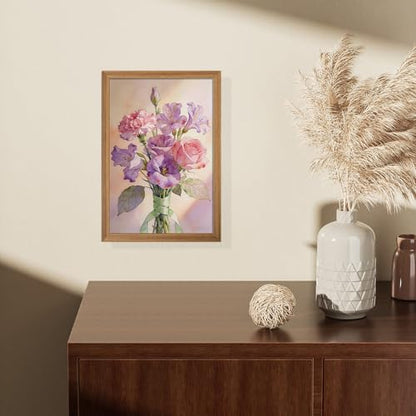 Pink Flowers Canvas Wall Art, Framed Abstract Bouquet Artwork Prints12x16In - color: Watercolour Wall Art, size: 16"L x 12"W