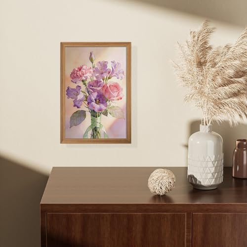 Pink Flowers Canvas Wall Art, Framed Abstract Bouquet Artwork Prints12x16In - color: Watercolour Wall Art, size: 16"L x 12"W