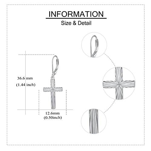 Cross Earrings 925 Sterling Silver Dangle Earring Gifts for Women - style: Diamond-cut Cross