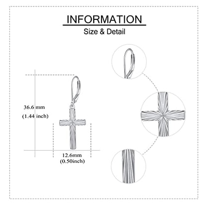 Cross Earrings 925 Sterling Silver Dangle Earring Gifts for Women - style: Diamond-cut Cross