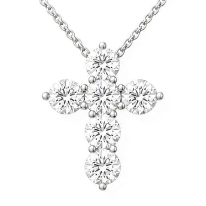 ASHINE Icy Brilliance Cross Pendant Necklace, 20" Adjustable Cable Chain - color: White Gold