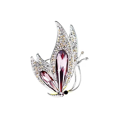 Vintage Rhinestone Crystal Inlaid Butterfly Brooch Women Girls Party Elegant Insect Enamel Pins(Purple)