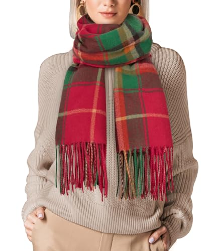 Loritta Winter Scarf for Women, Long Plaid Shawl Wraps Scarves Gifts - color: U-christmas Lattice