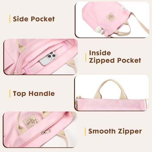 Lily queen Women Canvas Tote Handbags Casual Shoulder Work Bag Crossbody - color: Light Pink