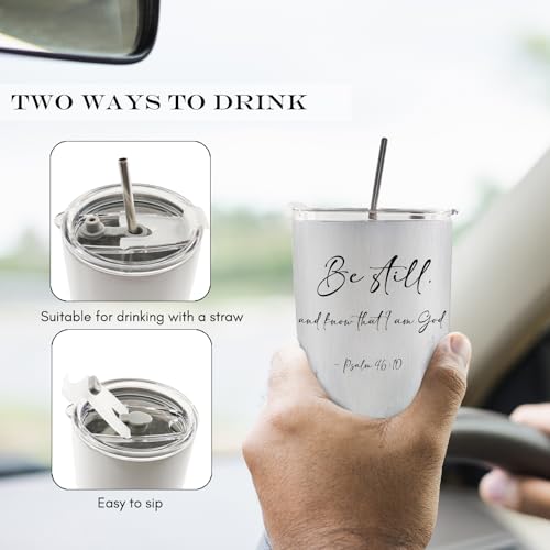 Be Still And Konw that I Am God Christian Water Stainless Steel Tumbler With Lid and Straw Travel Coffee Mug 20oz，Travel Coffee Mug Tumbler Faith Gifts For Women Faith Christian - color: be stillA