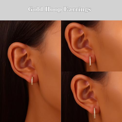 18K Gold Plated Hoop Earrings for Women, NICKEL-FREE & HYPOALLERGENIC, Timeless Jewelry Gift - color: Gold-6pcsC
