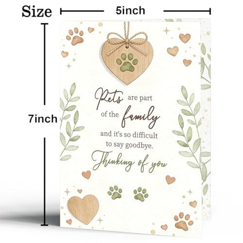 Pet Sympathy Card, Pet Loss Card for Dog Cat - color: BK-051