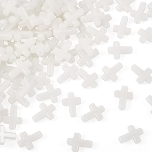 100Pcs Glow in the Dark Acrylic Cross Beads Crucifix Focal Beads White Cross Charms for Easter Pens Keychain Crafts DIY Jesus Bracelet Rosary Jewelry Making Supplies 16x12mm - color: Luminous Mint Cream