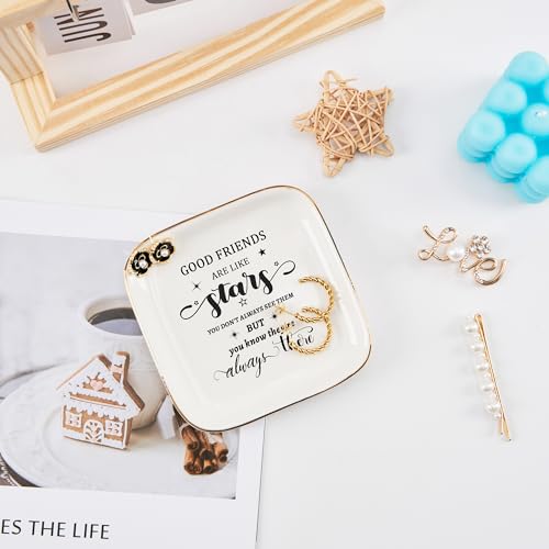 Friend Gifts for Women Trinket Dish Jewelry Tray - Good Friends are Like Star...They're Always There, Unique Friendship Gifts for Women Best Friends Birthday Christmas Valentine Mother's Day - style: Good Friends