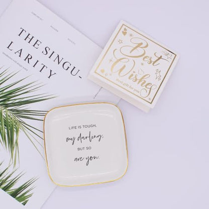 Life Is Tough But So Are You Sign Trinket Dish,Cheer Up Gifts for Women - style: Life is Tough My Darling
