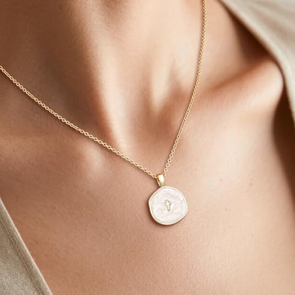 Cross Necklace for Granddaughter Daughter Jewelry Gifts - color: White, style: Bless