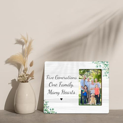 Five Generations Family Picture Frame, One Family Many Hearts, Fits 4x6 Photo - color: Gray