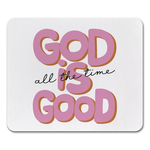 Pink Christian Mouse Pad, Christian Gifts for Women, God is Good All the Time Bible Verse Mouse Pads Mousepad for Girls Room Bedroom Dorm Desk Computers Laptop Accessories, 9.5x7.9 in - color: Pink-01