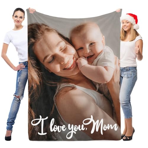 inkArts Custom Blanket with Photo, Personalized Blanket, Customized Photo Blankets, Customizable Picture Blankets, Personalized Mom Blanket Gifts for Mom Baby Kid Family - color: 1 Photo