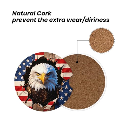 American Flag Car Cup Holder Coasters Absorbent Ceramic Coaster - color: Orange