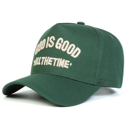 Trendy Embroidered Baseball Cap for Men & Women, Adjustable Snapback Hat for Casual Wear - color: God is Good2| Green