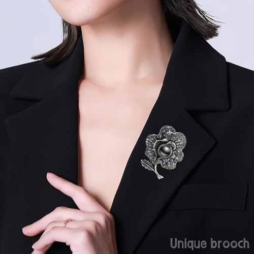 Brooch Pins For Women Fashion Elegant Brooches Lapel Badges Coat Sweater Scarves Shawl Dress Accessory Wedding Party Prom Jewelry - color: Black-Style6