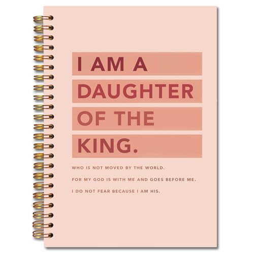 JINYO Pink Christian Notebook, I am a Daughter of the King Bible Journal, Religious Prayer Journal for Woman, Church Notes Notebook, Scripture Spiral Notebooks 5.5x8.3 Inch - color: white Christian Notebook-4