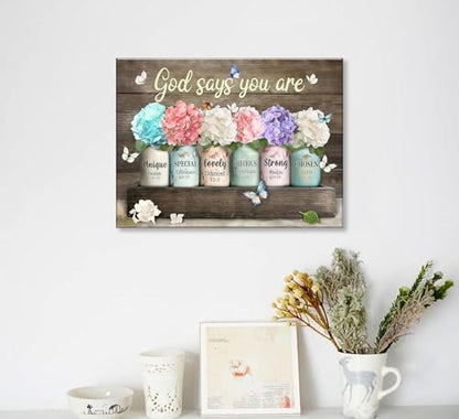 Framed God Says You Are Canvas Wall Art - color: Colorful Single Panel Wall Art, size: 16x24 Framed
