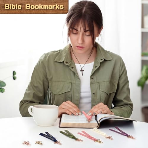 Resurhang 80 Pack Heart Cross Paper Clips with Ribbons 40 Gold, Rose Gold Bible Paper Clips 40 Christian Bookmark Ribbons Bible Study Journaling Supplies Easter Eggs Fillers Women Christian Gifts - color: Gold, Rose Gold