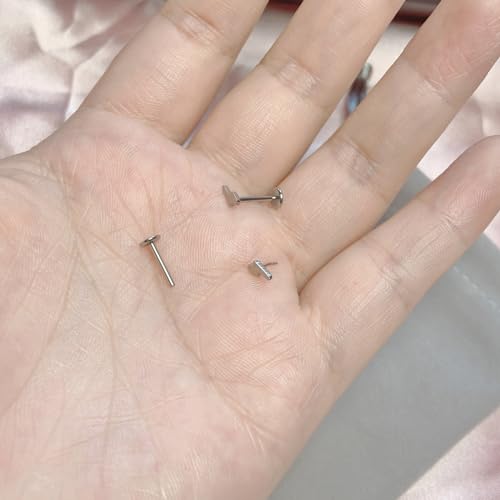 1 Pairs G23 Titanium 20G/18G/16G Press Fit Threadless Push Pop Top 4mm Flat Back Piercing Lip Stud Earring Labret Monroe Lip Ring Tragus Cartilage Bar Lehgth 6mm-12mm - color: 1 Pair Lightning
