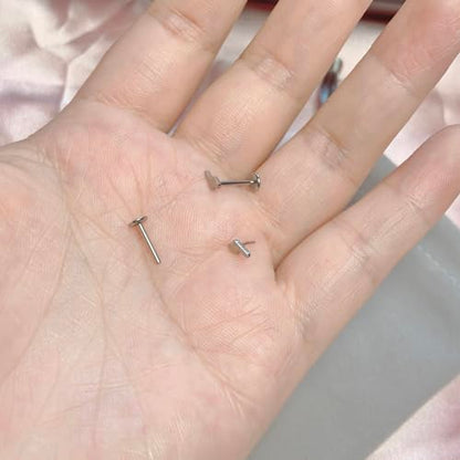 1 Pairs G23 Titanium 20G/18G/16G Press Fit Threadless Push Pop Top 4mm Flat Back Piercing Lip Stud Earring Labret Monroe Lip Ring Tragus Cartilage Bar Lehgth 6mm-12mm - color: 1 Pair Lightning