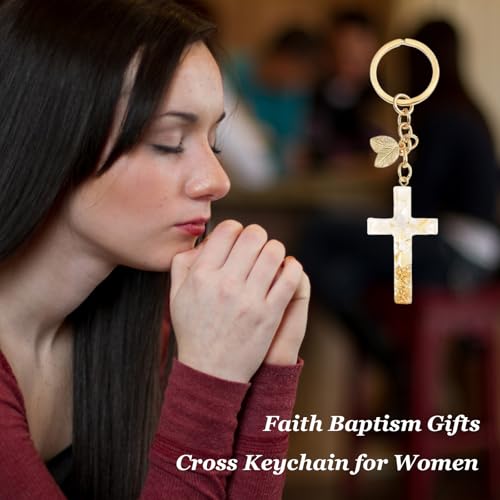 Angyape Cute Christian Cross Keychain for Women Purse Bag Charms Car Key Rings Accessories Flower Design Jesus Faith Gifts - color: K：black