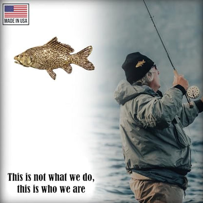 Carp Pin, Fish, Lapel, Fisherman, Fishing, Hat, Pins, Brooch, Brooches, Jewelry, Gift, Handmade in the USA, 200 Fish Designs Available. F077Z - color: Gold Plated