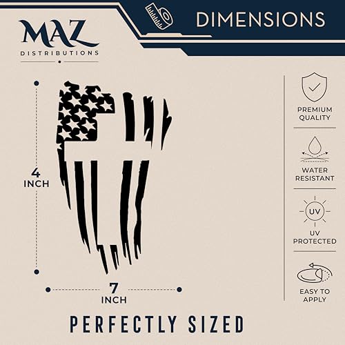 MAZ DISTRIBUTIONS – American Flag Christian Cross Sticker – Vinyl Decal for Truck – Removable Waterproof Sticker for Motorbike – Useable Indoor and Outdoor – Easy use for Car, Van, & Mailbox – MAZ 455 - color: Black
