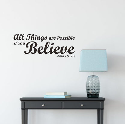 Mark 9:23 Bible Verse Wall Decal, Christian Faith Sticker