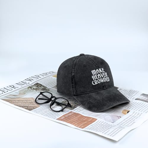 Inspirational Christian Baseball Cap, Adjustable Embroidered Cotton Hat for Men Women Dad Hat Gifts for His Her - color: Make Heaven Crowded - Black