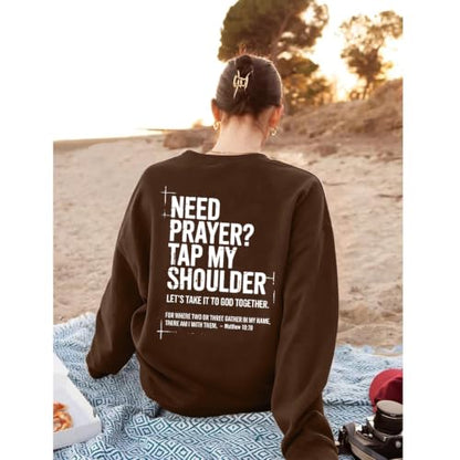 Christian Sweatshirts for Women Jesus Cross Casual Pullover - color: Brown, size: X-Large