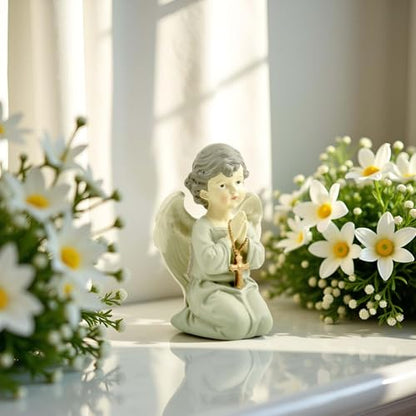 Praying Angel Figurine with Cross, Kneeling Angel Statue, 5.32 Inch - color: Kneeling Angel With Cross