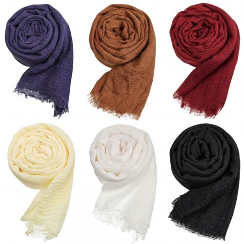 Geyoga 6 Pcs Women Scarf Shawl Hijab Scarves - color: Everyday Tones