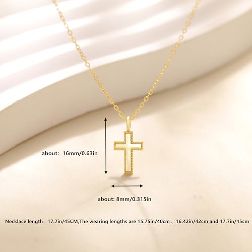 925 Sterling Silver Dainty Cross Necklace for Women Non Tarnish Waterproof - color: Gold-1