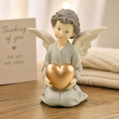 Kneeling Angel Girl Figurine With Heart, 5.12 Inch Resin Guardian Angel - style: 5.12'' Angel w heart on base