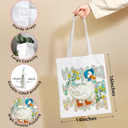 Mama Mom Tote Bag Mom Birthday Gifts Canvas Tote Bag, Reusable Canvas Shoulder Bags for Grocery Shopping, Beach 01 - color: Duckmama