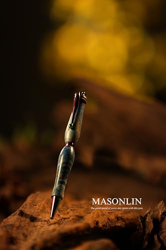Hand Crafted Masonlin Series Ballpoint Luxury Pen, Blue White Ash With Colorful Titanium Fine Writing Instrument, Elegant Writing Pen With Gift Box, Appreciation Gifts for Men Women - color: Blue