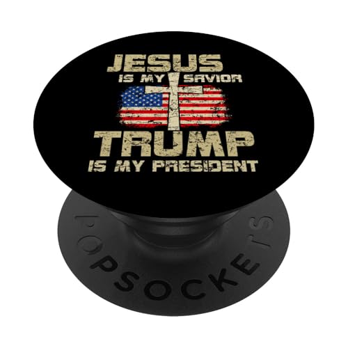 Jesus is My Savior Trump is My President for Men Women PopSockets Adhesive PopGrip - style: Adhesive PopGrip